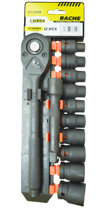 Rachet 1/2" Cabeza Pera Uduke Encauchetado Juego X12 Pz Negro
